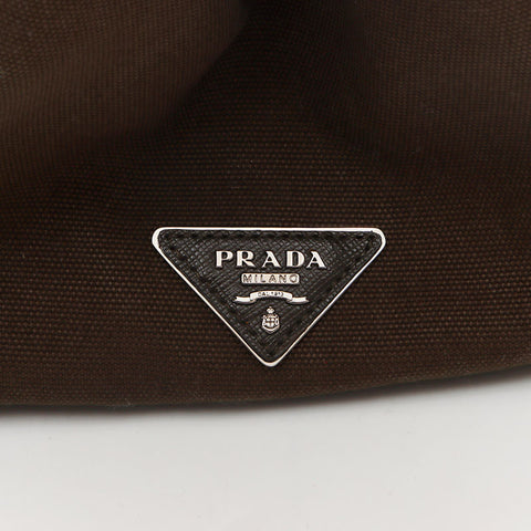 PRADA Studded Canapa M Canvas Tote Bag khaki WS13405