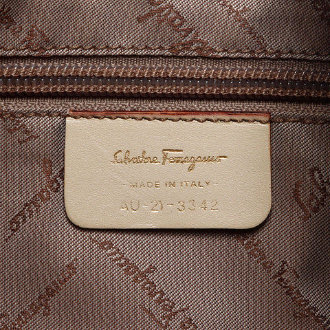 Salvatore Ferragamo Gancini canvas Shoulder Bag beige WS13406
