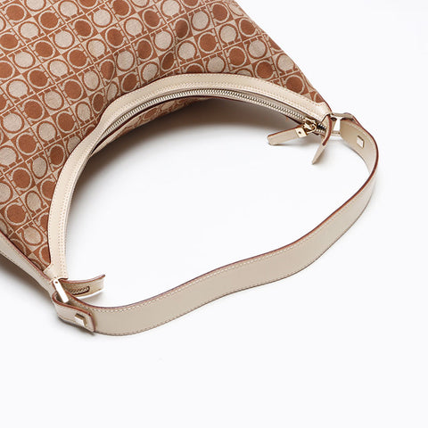 Salvatore Ferragamo Gancini canvas Shoulder Bag beige WS13406