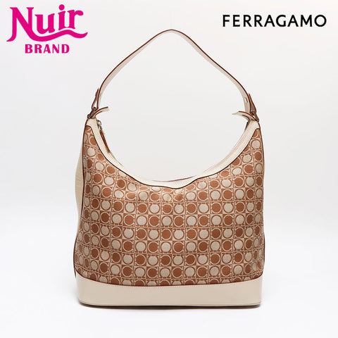 Salvatore Ferragamo Gancini canvas Shoulder Bag beige WS13406