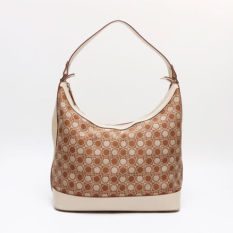 Salvatore Ferragamo Gancini canvas Shoulder Bag beige WS13406