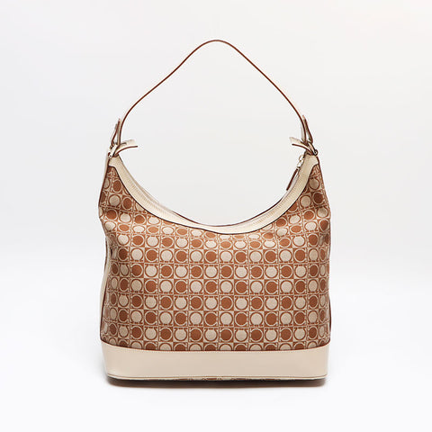 Salvatore Ferragamo Gancini canvas Shoulder Bag beige WS13406