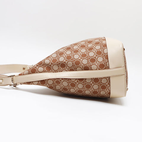 Salvatore Ferragamo Gancini canvas Shoulder Bag beige WS13406