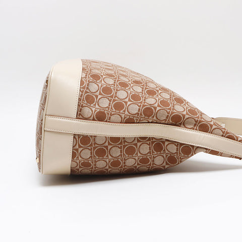 Salvatore Ferragamo Gancini canvas Shoulder Bag beige WS13406