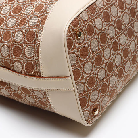 Salvatore Ferragamo Gancini canvas Shoulder Bag beige WS13406