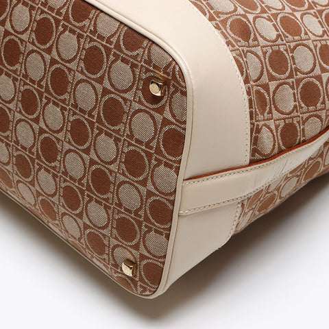 Salvatore Ferragamo Gancini canvas Shoulder Bag beige WS13406