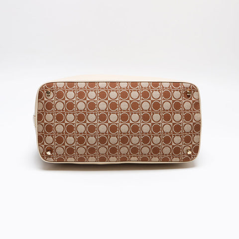 Salvatore Ferragamo Gancini canvas Shoulder Bag beige WS13406