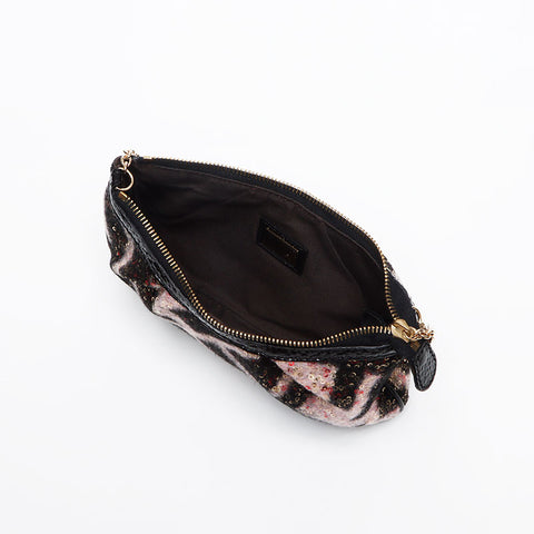 FENDI Wool Mini Sequins Shoulder Bag black WS13408