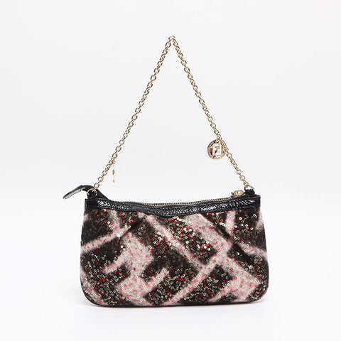 FENDI Wool Mini Sequins Shoulder Bag black WS13408