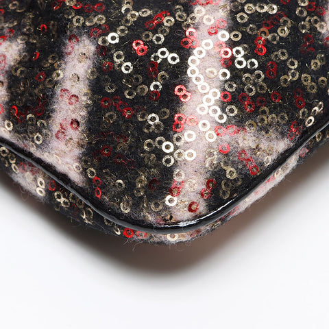 FENDI Wool Mini Sequins Shoulder Bag black WS13408