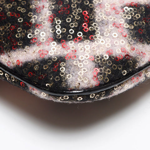 FENDI Wool Mini Sequins Shoulder Bag black WS13408
