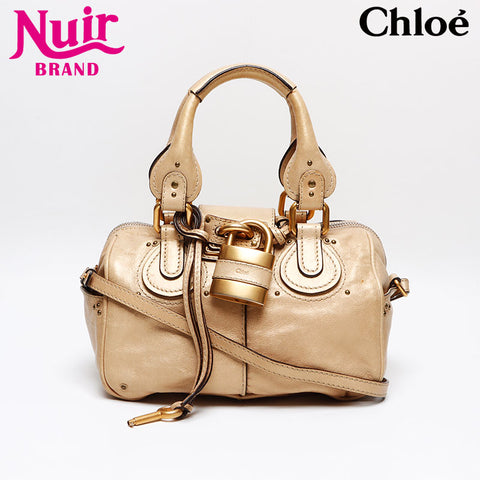 Chloe Paddington Leather 2way Shoulder Bag gold WS13414