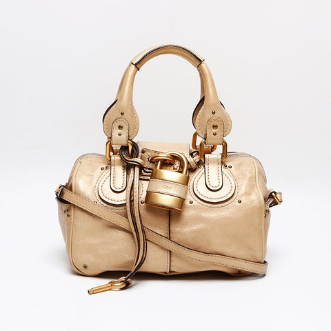 Chloe Paddington Leather 2way Shoulder Bag gold WS13414
