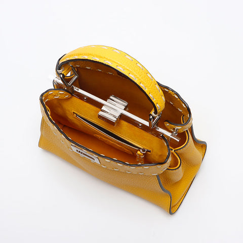 フェンディ FENDI ピーカブー ミニ 2way レザー ショルダーバッグ イエロー WS13421