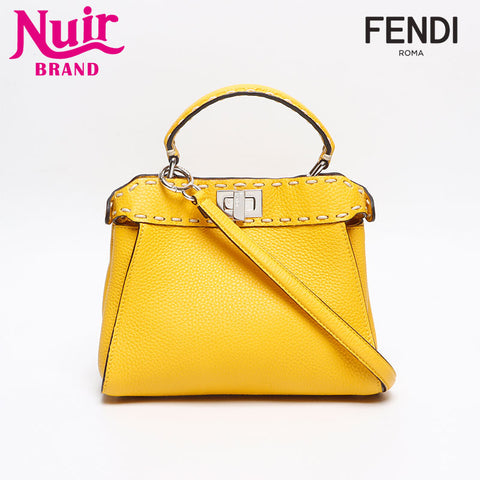 フェンディ FENDI ピーカブー ミニ 2way レザー ショルダーバッグ イエロー WS13421