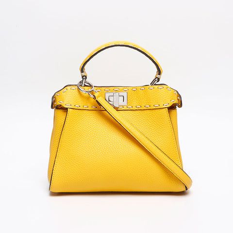 フェンディ FENDI ピーカブー ミニ 2way レザー ショルダーバッグ イエロー WS13421