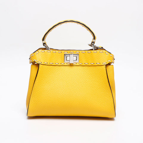 フェンディ FENDI ピーカブー ミニ 2way レザー ショルダーバッグ イエロー WS13421
