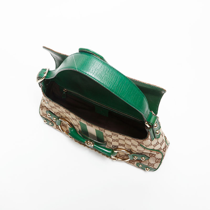 グッチ GUCCI GGキャンバス ホースビット ショルダーバッグ ベージュ