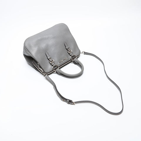 Miu Miu Leather Logo 2way Handbag gray WS13424
