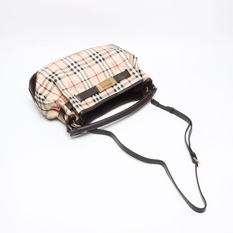BURBERRY Nova Check 2way PVC Handbag beige WS13426
