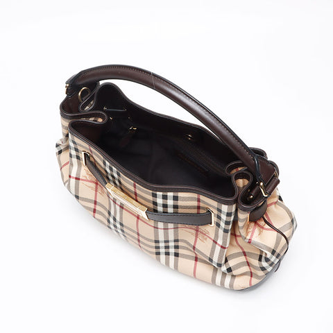 BURBERRY Nova Check 2way PVC Handbag beige WS13426