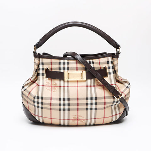 BURBERRY Nova Check 2way PVC Handbag beige WS13426