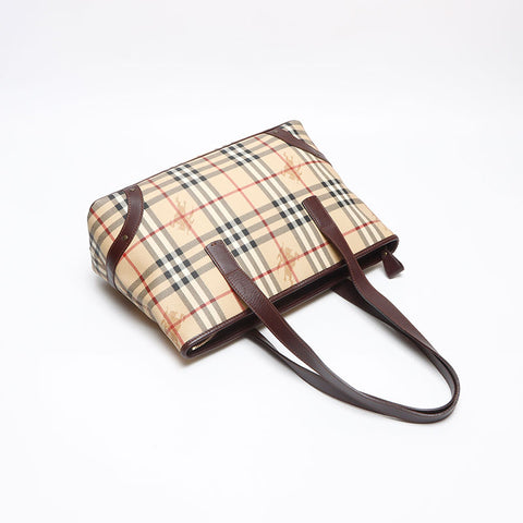 バーバリー BURBERRY ノバチェック PVC トートバッグ ベージュ WS13427