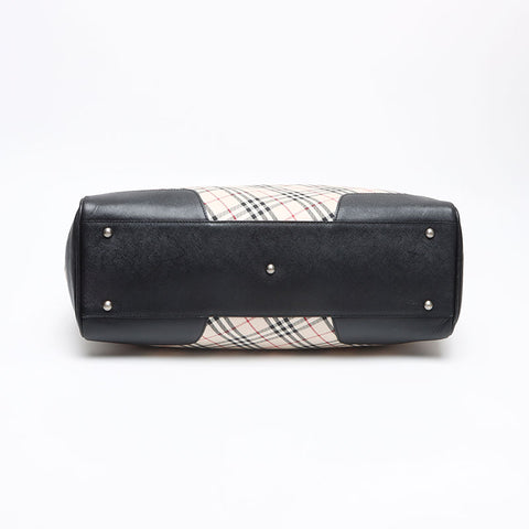 BURBERRY Nova check canvas x leather Tote Bag beige WS13429