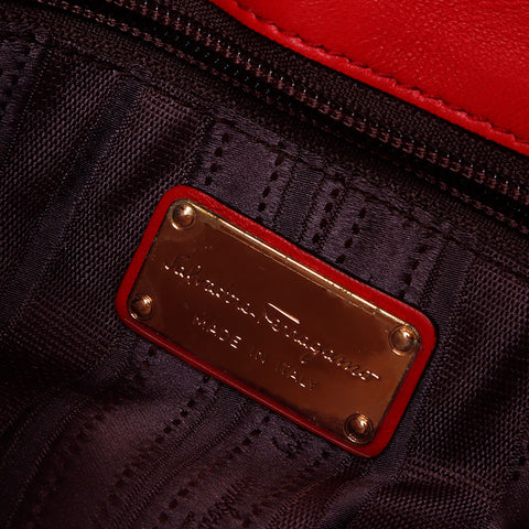 Salvatore Ferragamo Leather Roses Shoulder Bag Red WS13430