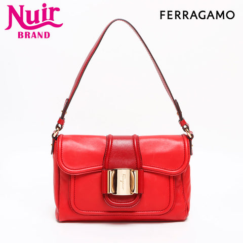 Salvatore Ferragamo Leather Roses Shoulder Bag Red WS13430