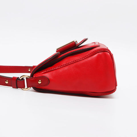 Salvatore Ferragamo Leather Roses Shoulder Bag Red WS13430