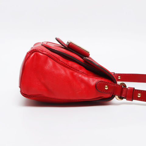 Salvatore Ferragamo Leather Roses Shoulder Bag Red WS13430