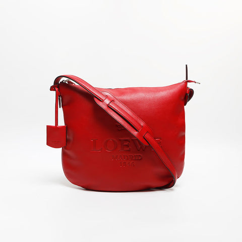 LOEWE Leather Logo 2way Heritage Shoulder Bag Red WS13431