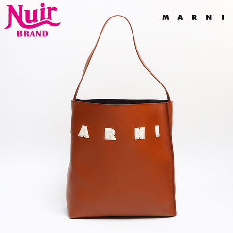 マルニ MARNI レザー Museo ミディアムホーボーバッグ ショルダーバッグ ブラウン WS13434