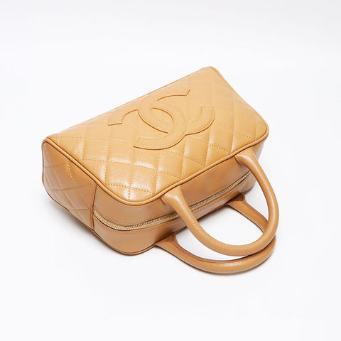 CHANEL Caviar Skin COCO Mark Mini Boston No. 8 2003-2004 Sac Boston Marron WS13438