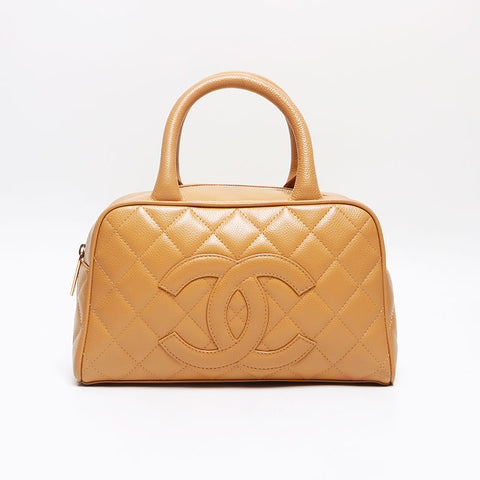 CHANEL Caviar Skin COCO Mark Mini Boston No. 8 2003-2004 Sac Boston Marron WS13438