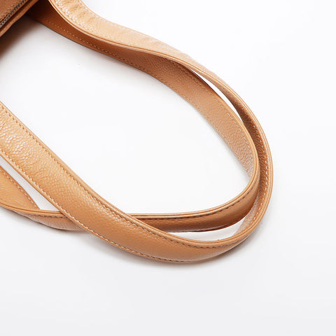 CHANEL Caviar Chocolate Bar Bowling Bag No. 9 2004-2005 Shoulder Bag beige WS13443