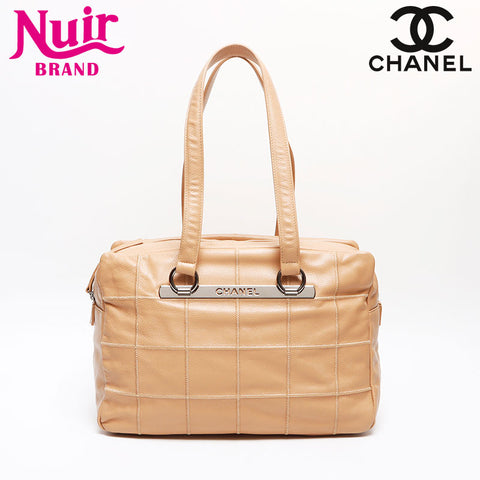 CHANEL Caviar Skin Chocolate Bar Bowling Bag No. 9 2004-2005 Shoulder Bag beige WS13443