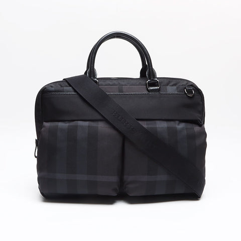 バーバリー BURBERRY チェック ブリーフケース ビシネスバッグ ナイロン ショルダーバッグ ブラック WS13450