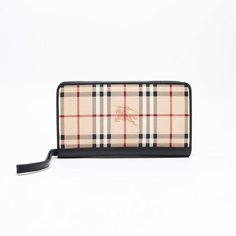 BURBERRY Novacheck PVC Clutch bag beige WS13452