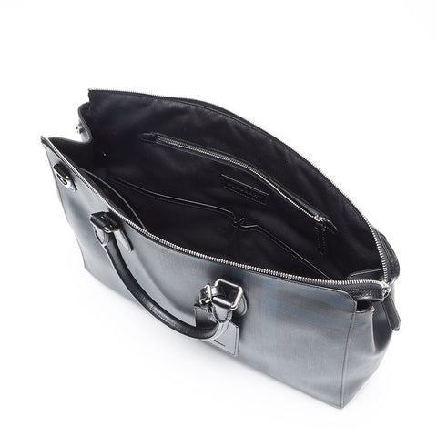 バーバリー BURBERRY チェック ブリーフケース ビシネスバッグ PVC ショルダーバッグ ネイビー WS13453