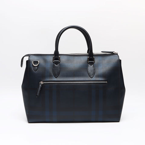 バーバリー BURBERRY チェック ブリーフケース ビシネスバッグ PVC ショルダーバッグ ネイビー WS13453
