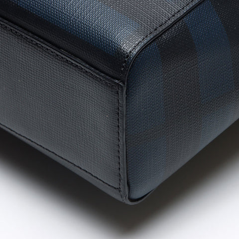 バーバリー BURBERRY チェック ブリーフケース ビシネスバッグ PVC ショルダーバッグ ネイビー WS13453