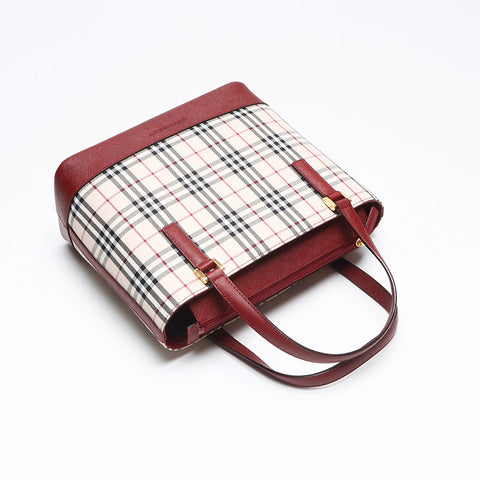 BURBERRY Nova check canvas x leather Handbag beige WS13454