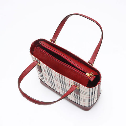 BURBERRY Nova check canvas x leather Handbag beige WS13454