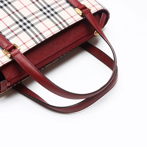 BURBERRY Nova check canvas x leather Handbag beige WS13454