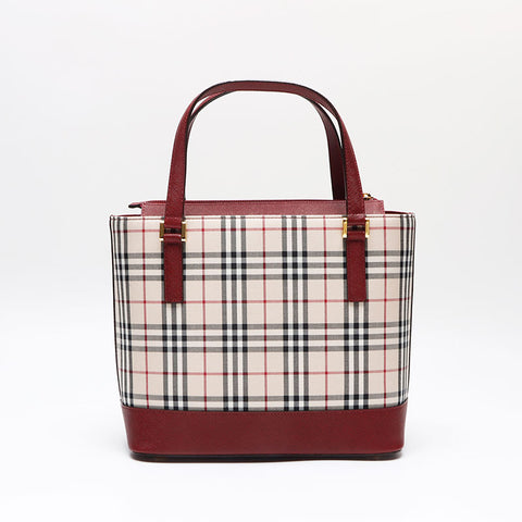 BURBERRY Nova check canvas x leather Handbag beige WS13454