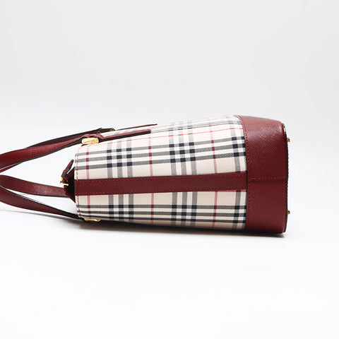 BURBERRY Nova check canvas x leather Handbag beige WS13454