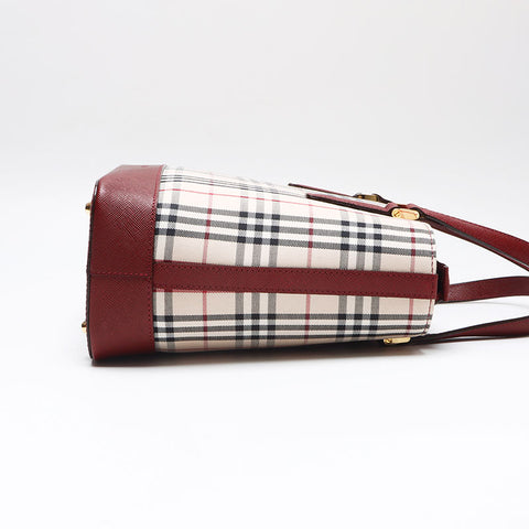 BURBERRY Nova check canvas x leather Handbag beige WS13454