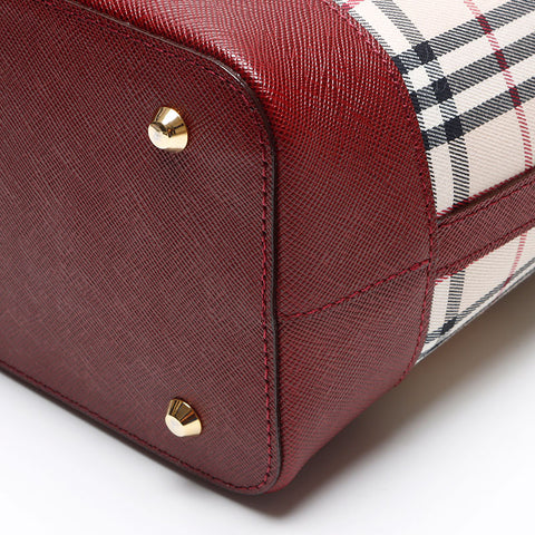 BURBERRY Nova check canvas x leather Handbag beige WS13454